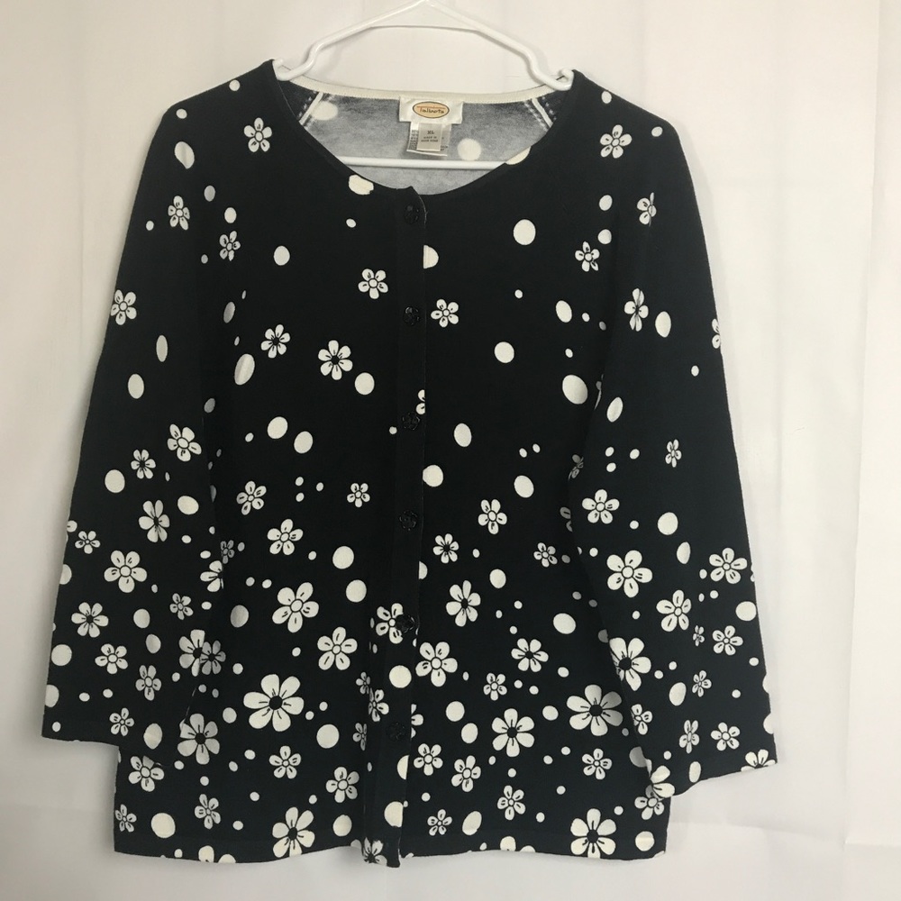 Talbots Cardigan XL Floral Button Front Tp
